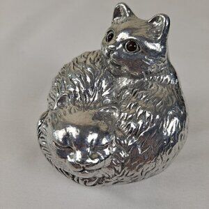 Arthur Court Silver Silver Paperweight Figure of 2 Cats Curled Up Signed Vintage
